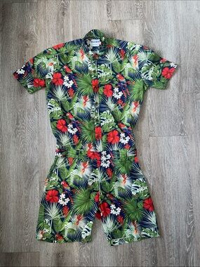 RomperJack mens tropical one piece romper  Hawaiian vacation beach medium